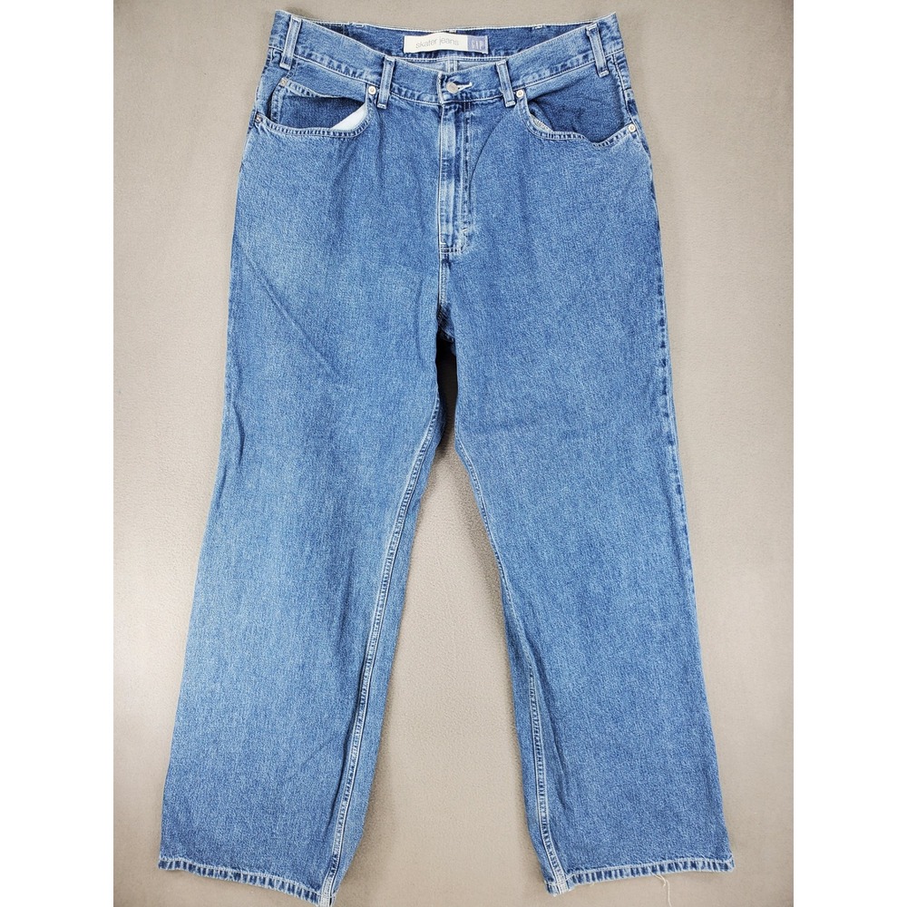 GAP Skater Jeans Mens 36 Blue Relaxed Wide Leg Baggy 90s Vintage Style Denim